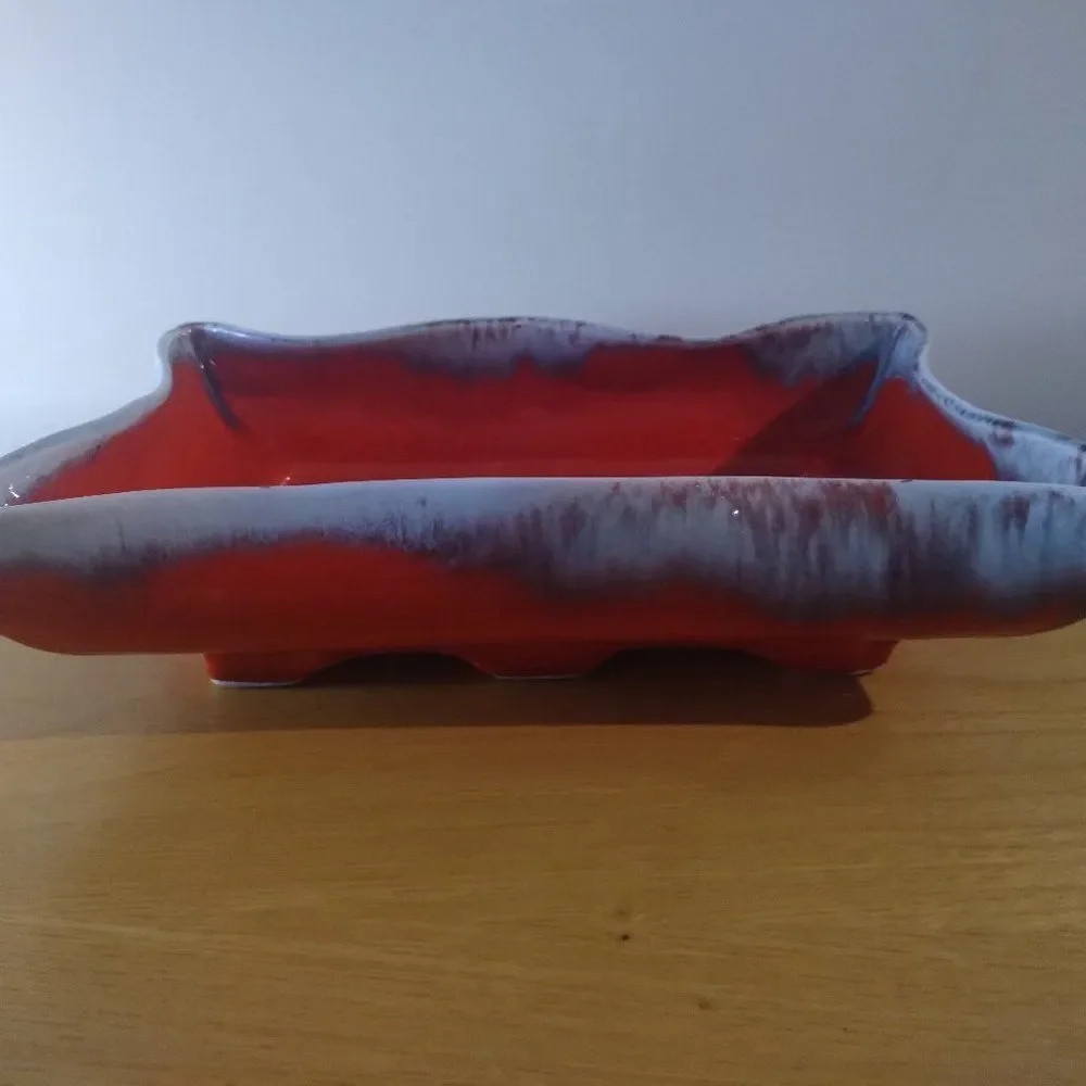 Vintage MCM Drip Pottery Ceramic Ashtray Trinket Tray